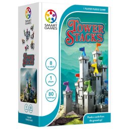 Joc de logica cu 80 de provocari, Smart Games - Tower Stacks, 8+ ani, editie internationala
