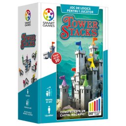 Joc de logica cu 80 de provocari, Smart Games - Tower Stacks, 8+ ani, editie limba Romana
