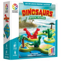 Joc de logica cu 80 de provocari, Smart Games - Dinosaurs Mystic Islands, 6+ ani, editie limba Romana