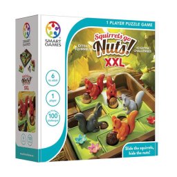 Joc de logica cu 100 de provocari, Smart Games - Squirrels Go Nuts XXL, 6+ ani, editie internationala