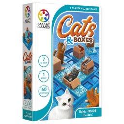 Joc de logica cu 60 de provocari, Smart Games - Cats and Boxes, 7+ ani, editie internationala