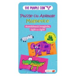 Puzzle cu Animale Magnetice, Purple Cow, 3+ ani