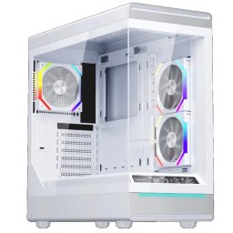 Carcasa 1STPLAYER Gaming WD8-WH, 3 ventilatoare aRGB plus PWM, ATX, display, strip LED, telecomanda, Alb
