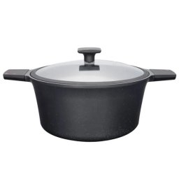Oala cu capac de sticla Neoklein PHHO-CS24, pentru plita pe inductie, 24 cm, 4.4l, Negru