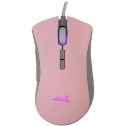 Mouse Gaming cu fir Barracuda Lobster, 6400 DPI, 125Hz, 12G, Chipset SUNPLUS 192, Butoane Programabile, Iluminare LED 4 - culori, Cablu braided 1,5m, 122g, Roz -Gri