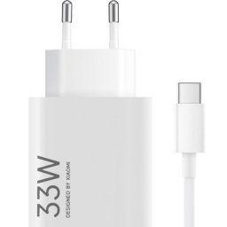 Incarcator Retea Cu Cablu USB-C Xiaomi, 33W, 3A, 1 x USB-A, Alb