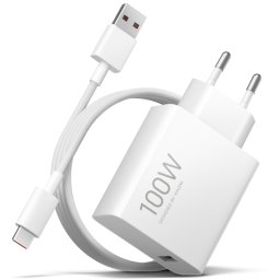 Incarcator Retea Cu Cablu USB-C Xiaomi MY-19-ER, 100W, 6.1A, 1 x USB-A, Alb BHR095VEU