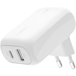 Incarcator Retea Belkin BoostCharge Dual, 42W, 3A, 1 x USB-A - 1 x USB-C, Alb WCB009vfWH