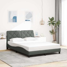 Gossi cadru de pat fara saltea, gri inchis, 140x200 cm, textil