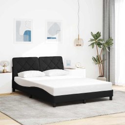 Gossi cadru de pat fara saltea, negru, 140x200 cm, textil