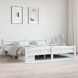 Gossi cadru de pat, alb, 200x200 cm, lemn masiv de pin