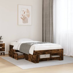Gossi cadru pat fara saltea stejar fumuriu, 90x200 cm, lemn prelucrat