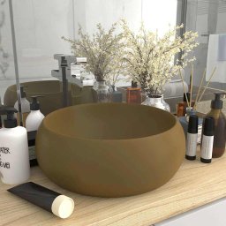 Gossi chiuveta baie lux, crem mat, 40x15 cm, ceramica, rotund