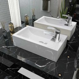 Gossi chiuveta ceramica dreptunghiulara cu preaplin 46x25,5x12 cm alb
