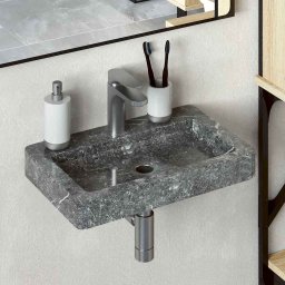 Gossi chiuveta cu montaj pe perete, gri, 38x24x6,5 cm, marmura
