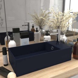 Gossi chiuveta de baie cu preaplin, albastru inchis, ceramica