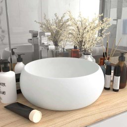 Gossi chiuveta de baie lux alb mat 40x15 cm ceramica rotund