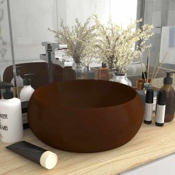 Gossi chiuveta de baie lux maro inchis mat 40x15 cm ceramica rotund