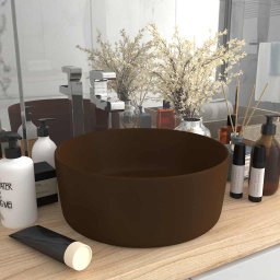 Gossi chiuveta de baie lux maro inchis mat 40x15 cm ceramica rotund