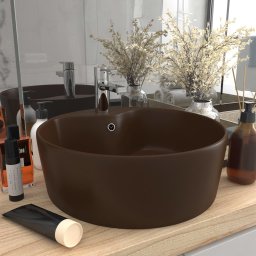 Gossi chiuveta de lux cu preaplin, maro inchis mat, 36x13cm, ceramica