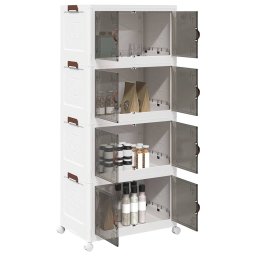 Gossi cutie de depozitare stivuita cu roti 4 niveluri 75l 65x40x145cm