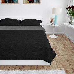Gossi cuvertura matlasata cu doua fete, 230x260 cm, gri si negru