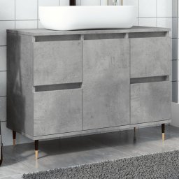 Gossi dulap pentru baie, gri beton, 80x33x60 cm, lemn compozit