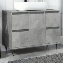 Gossi dulap pentru baie, gri beton, 80x33x60 cm, lemn compozit