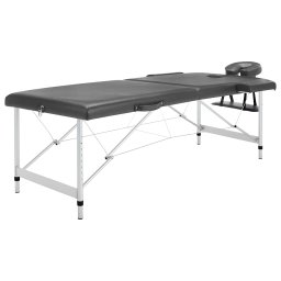 Gossi masa de masaj cu 2 zone, cadru aluminiu, antracit, 186 x 68 cm