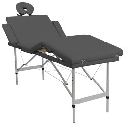 Gossi masa de masaj cu 4 zone, cadru aluminiu, antracit, 186 x 68 cm