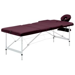 Gossi masa de masaj pliabila cu 3 zone, violet vin, aluminiu