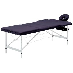 Gossi masa de masaj pliabila, 3 zone, violet, aluminiu