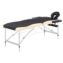 Gossi masa pliabila de masaj, 2 zone, negru si bej, aluminiu