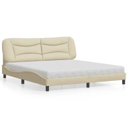 Gossi pat cu saltea, crem, 180x200 cm, textil