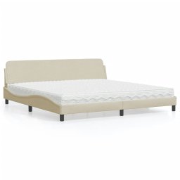 Gossi pat cu saltea, crem, 200x200 cm, textil