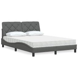 Gossi pat cu saltea, gri inchis, 140x190 cm, textil