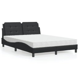 Gossi pat cu saltea, negru, 140x190 cm, piele ecologica
