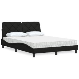 Gossi pat cu saltea, negru, 140x200 cm, textil