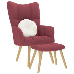 Gossi scaun de relaxare cu taburet, rosu vin, textil