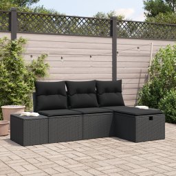 Gossi set canapea de gradina 4 piese cu perne negru ratan