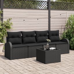 Gossi set canapea de gradina 5 piese cu perne negru ratan poli