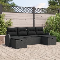 Gossi set canapea de gradina cu 6 piese cu pernute negru ratan polimerizat