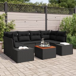 Gossi set canapea de gradina de 7 piese cu perne negre din ratan sintetic