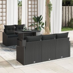 Gossi set canapea gradina 6 piese cu perne negru poli ratan