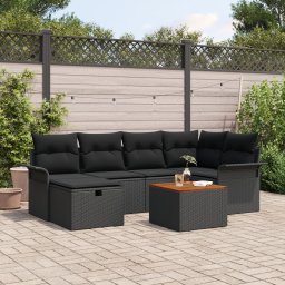 Gossi set canapea gradina 7 piese perne ratan polimeric negru