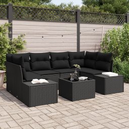 Gossi set canapea gradina cu perne negru ratan poli