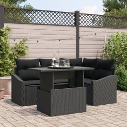 Gossi set canapea gradina de 5 piese cu pernite ratan negru