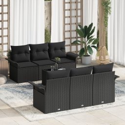 Gossi set canapele gradina cu perne negru ratan poli