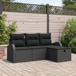 Gossi set canapele gradina in 4 piese cu perne negru ratan polimeric