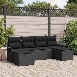 Gossi set de canapea de gradina 6 piese cu perne negru ratan poli